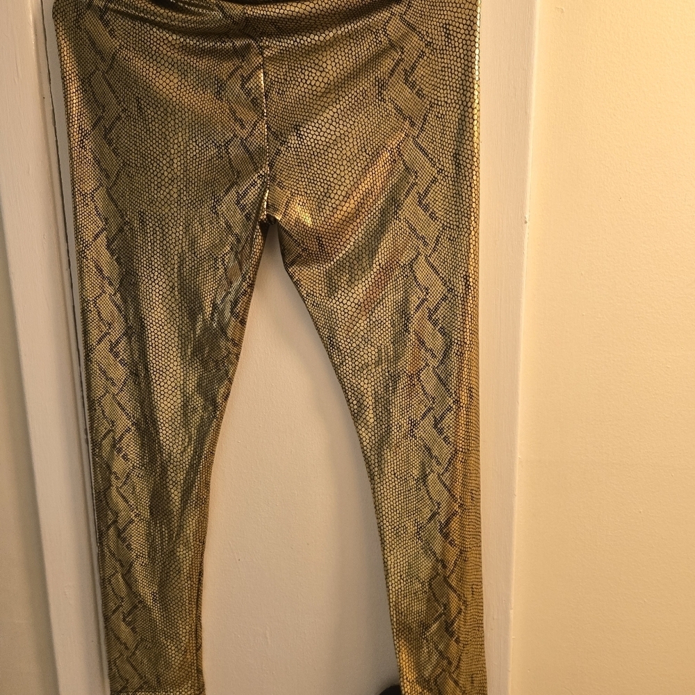 Gold Snake Print Leggings XL - Picture 2 of 2